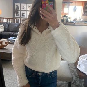 Pacsun Cropped Henley Collard Sherpa Hoodie